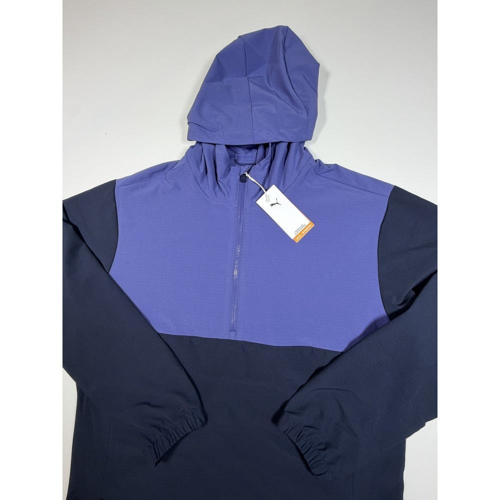 Puma Ripguard Anorak Golf Jacket Mens Windbreaker Blue Colorblock Ripstop Large